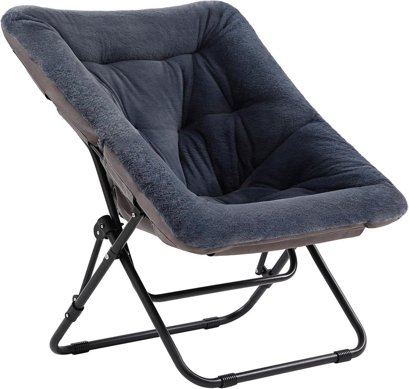 Comfy Saucer Chair with Ottoman Oversized Foldable Faux
