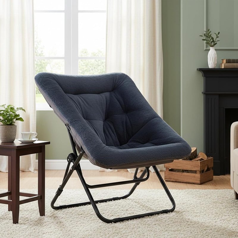 Comfy Saucer Chair with Ottoman Oversized Foldable Faux