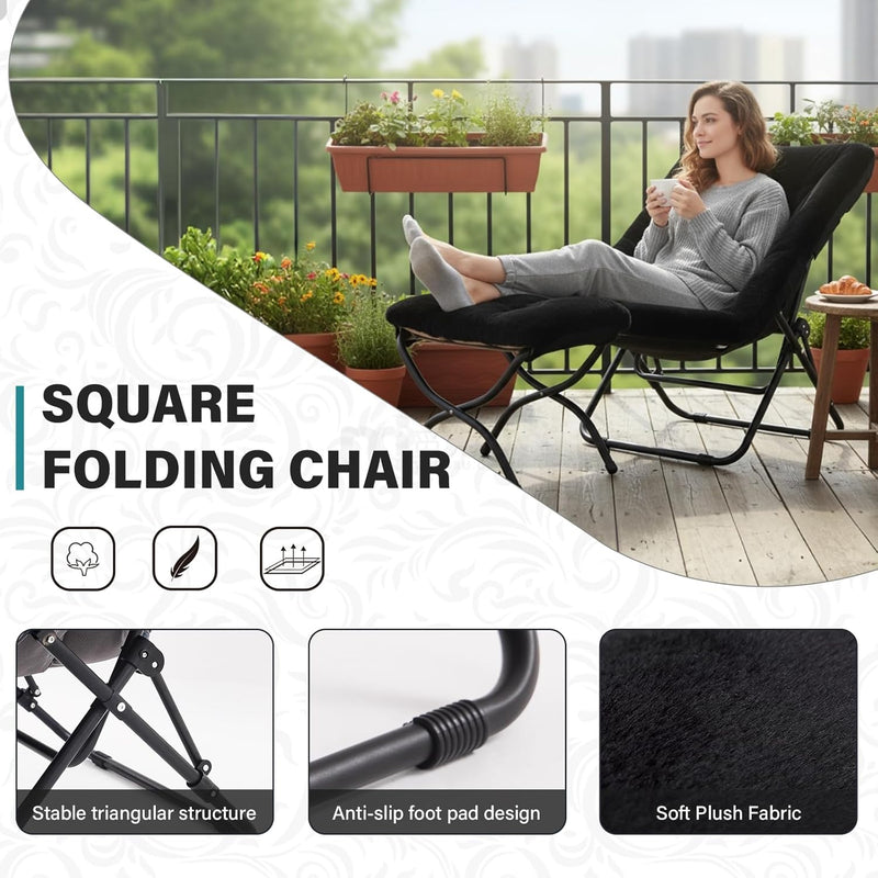 Comfy Saucer Chair with Ottoman Oversized Foldable Faux