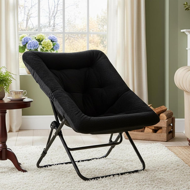 Comfy Saucer Chair with Ottoman Oversized Foldable Faux