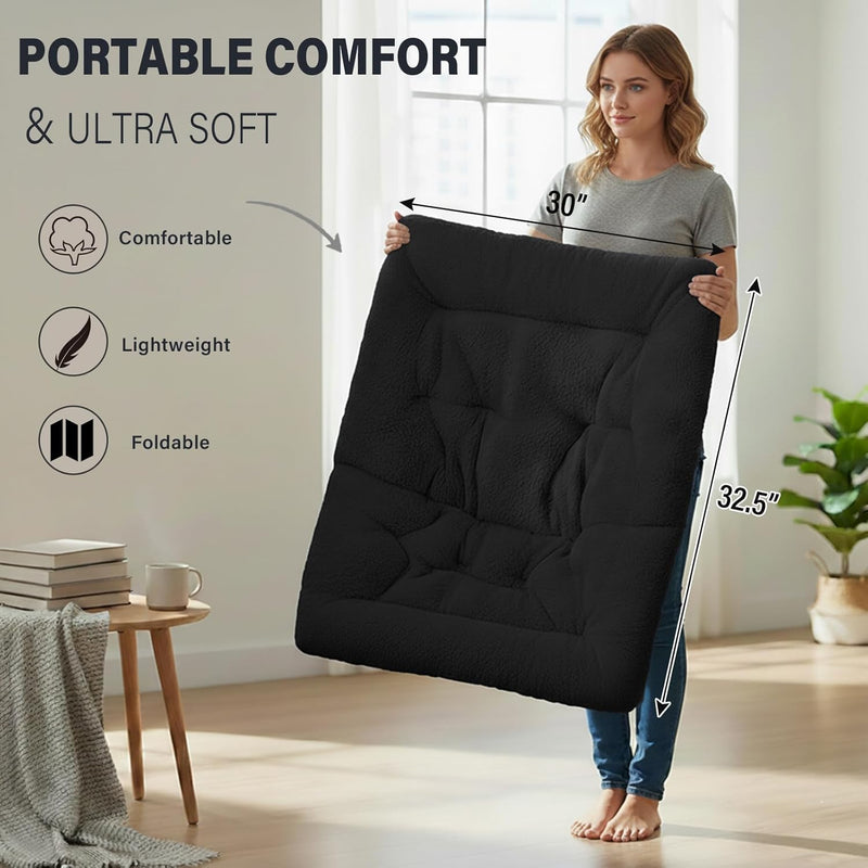 Comfy Saucer Chair with Ottoman Oversized Foldable Faux