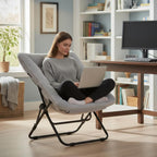 Comfy Saucer Chair with Ottoman Oversized Foldable Faux