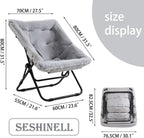 Comfy Saucer Chair with Ottoman Oversized Foldable Faux