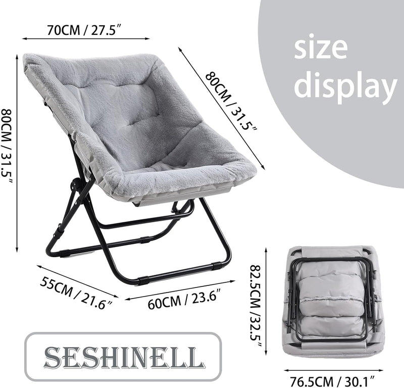 Comfy Saucer Chair with Ottoman Oversized Foldable Faux