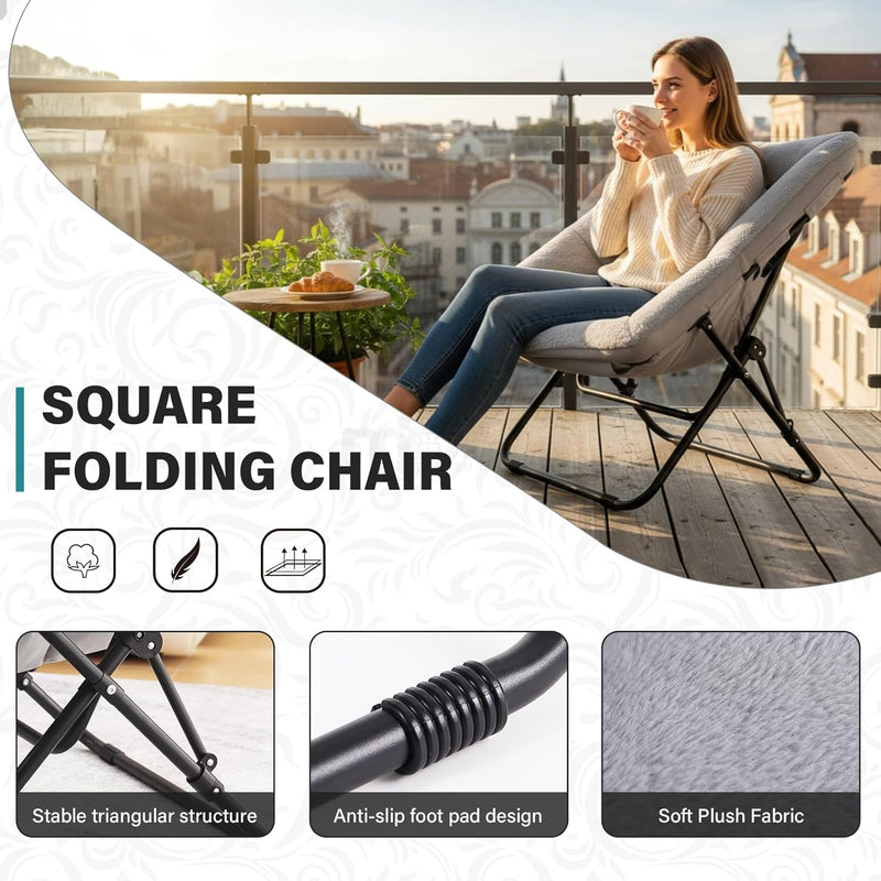 Comfy Saucer Chair with Ottoman Oversized Foldable Faux