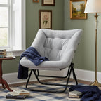 Comfy Saucer Chair with Ottoman Oversized Foldable Faux
