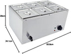 Commercial Bain Marie 1500W Stainless Steel Electric Food