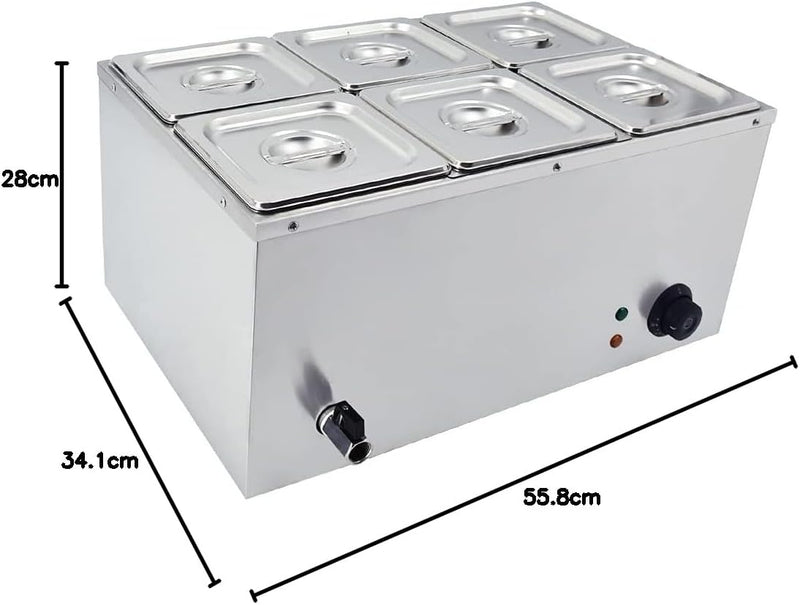 Commercial Bain Marie 1500W Stainless Steel Electric Food