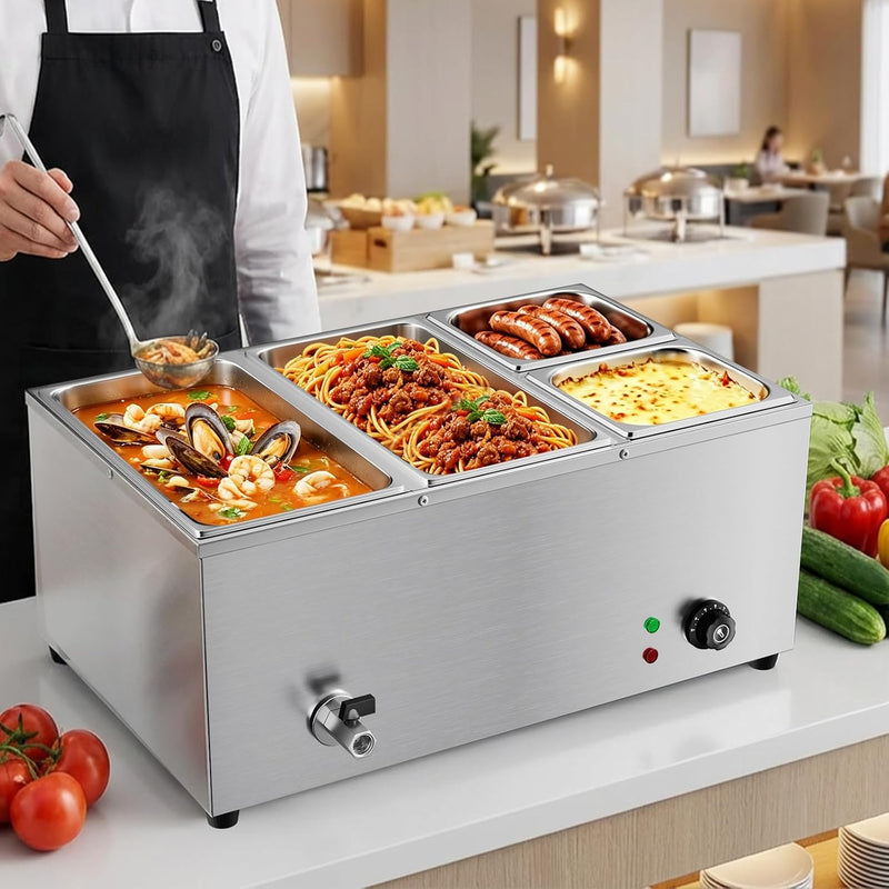 Commercial Bain Marie 1500W Stainless Steel Electric Food
