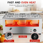 Commercial Bain Marie 1500W Stainless Steel Electric Food