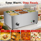 Commercial Bain Marie 1500W Stainless Steel Electric Food