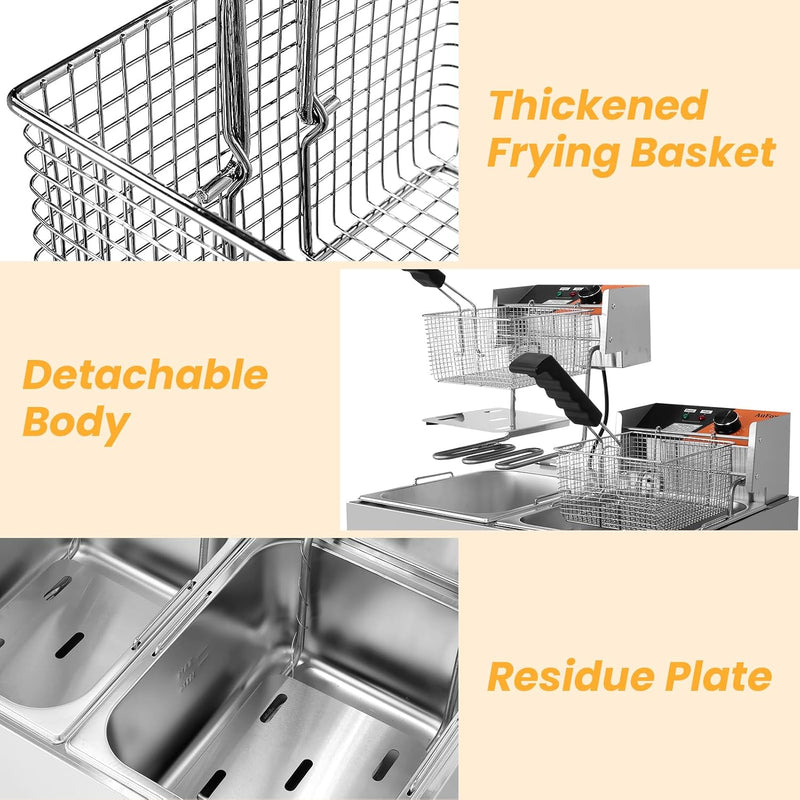 Commercial Deep Fryer 20L Dual Tank Fryers