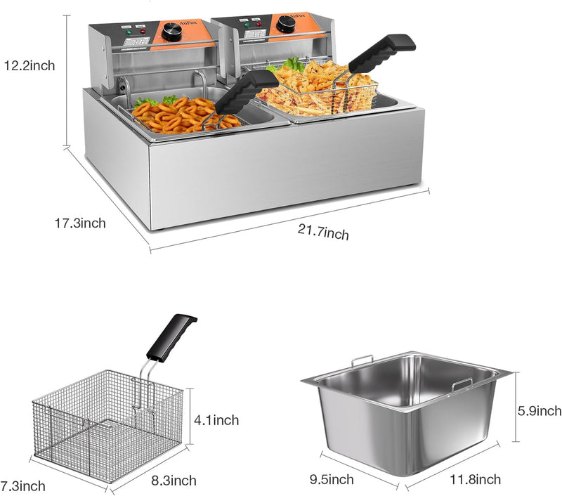 Commercial Deep Fryer 20L Dual Tank Fryers