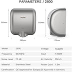 Commercial Hand Dryer Heavy Duty Stainless Steel 10-15s