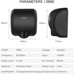 Commercial Hand Dryer Heavy Duty Stainless Steel 10-15s