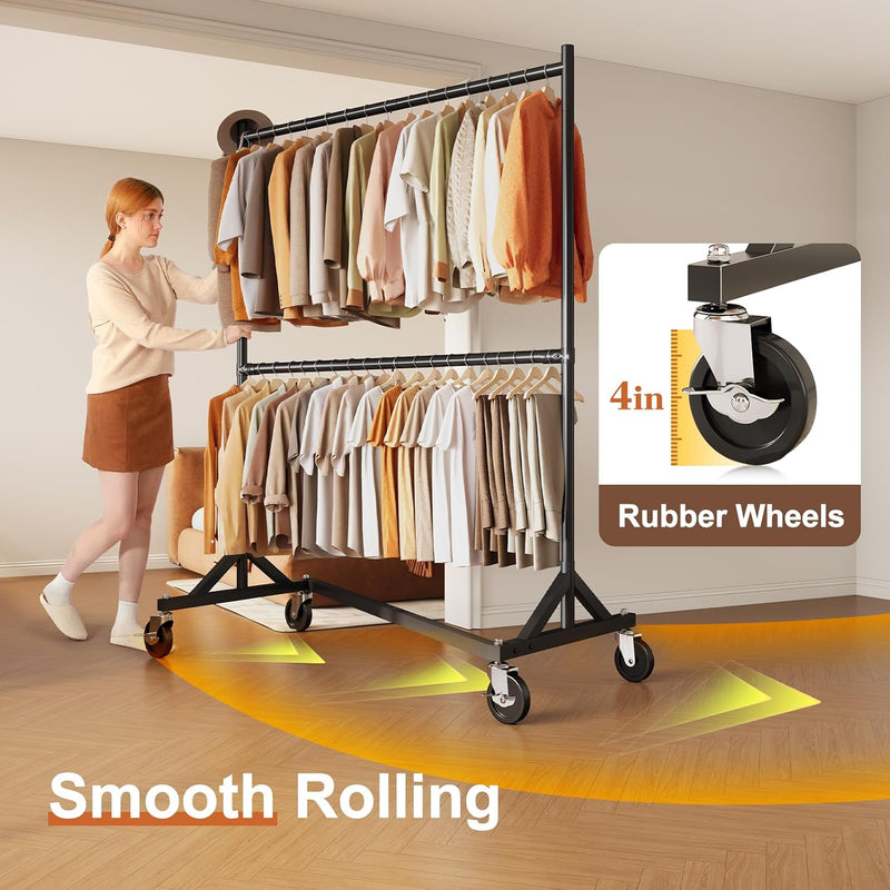 Commercial Heavy Duty Clothing Rack Z Base Rolling