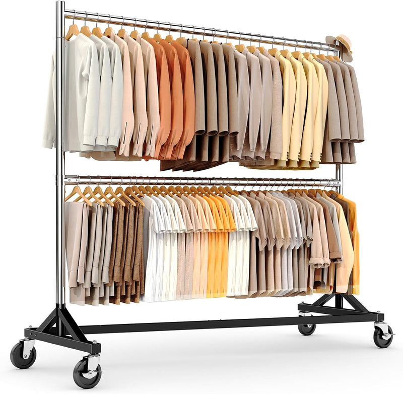 Commercial Heavy Duty Clothing Rack Z Base Rolling