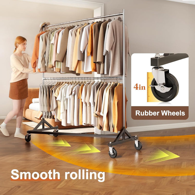 Commercial Heavy Duty Clothing Rack Z Base Rolling