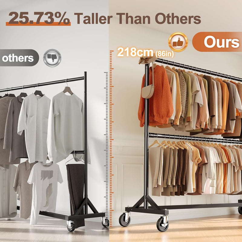 Commercial Heavy Duty Clothing Rack Z Base Rolling
