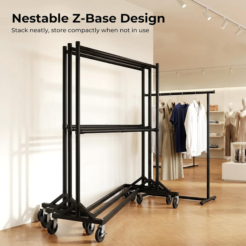 Commercial Heavy Duty Clothing Rack Z Base Rolling