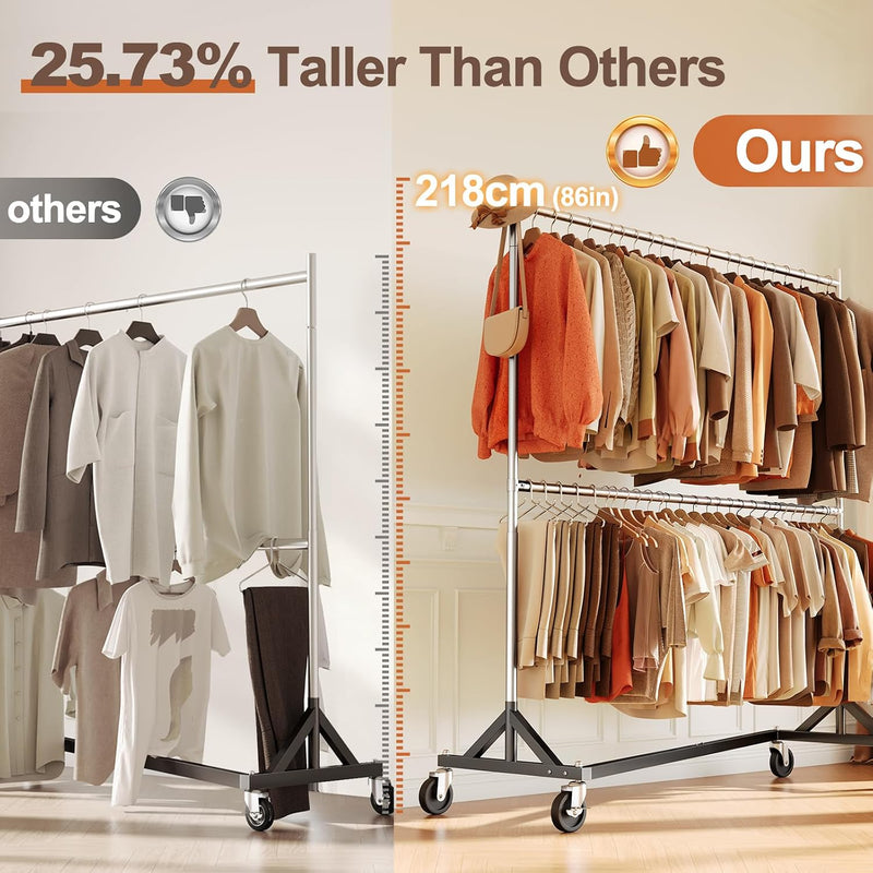 Commercial Heavy Duty Clothing Rack Z Base Rolling