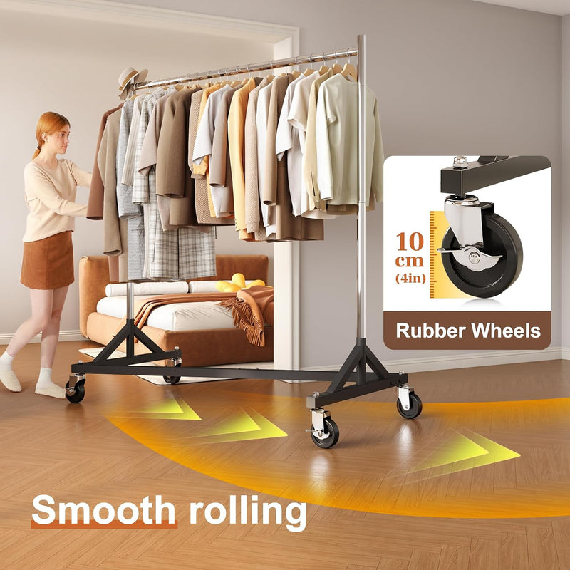 Commercial Heavy Duty Clothing Rack Z Base Rolling