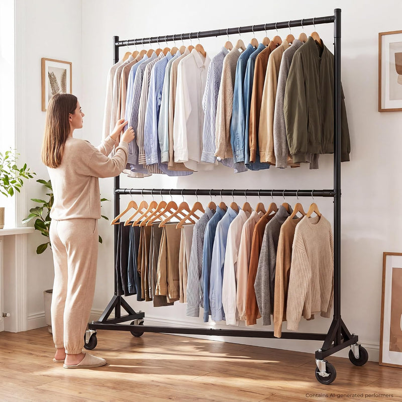Commercial Heavy Duty Clothing Rack Z Base Rolling