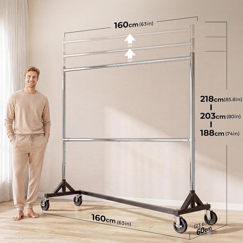 Commercial Heavy Duty Clothing Rack Z Base Rolling