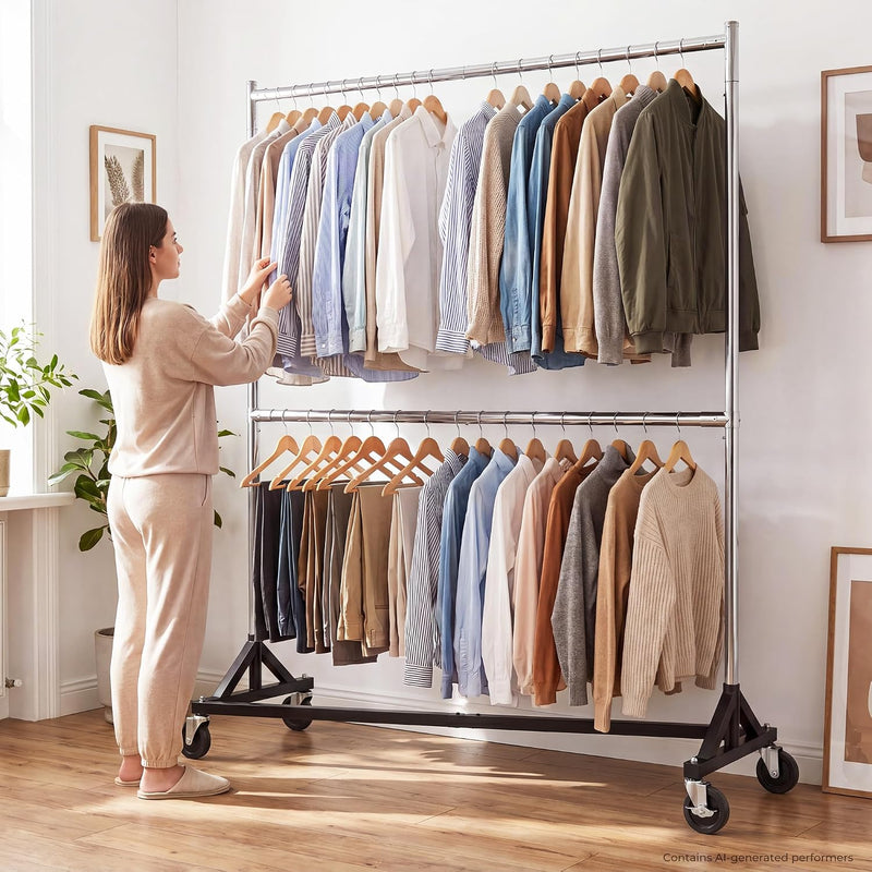 Commercial Heavy Duty Clothing Rack Z Base Rolling