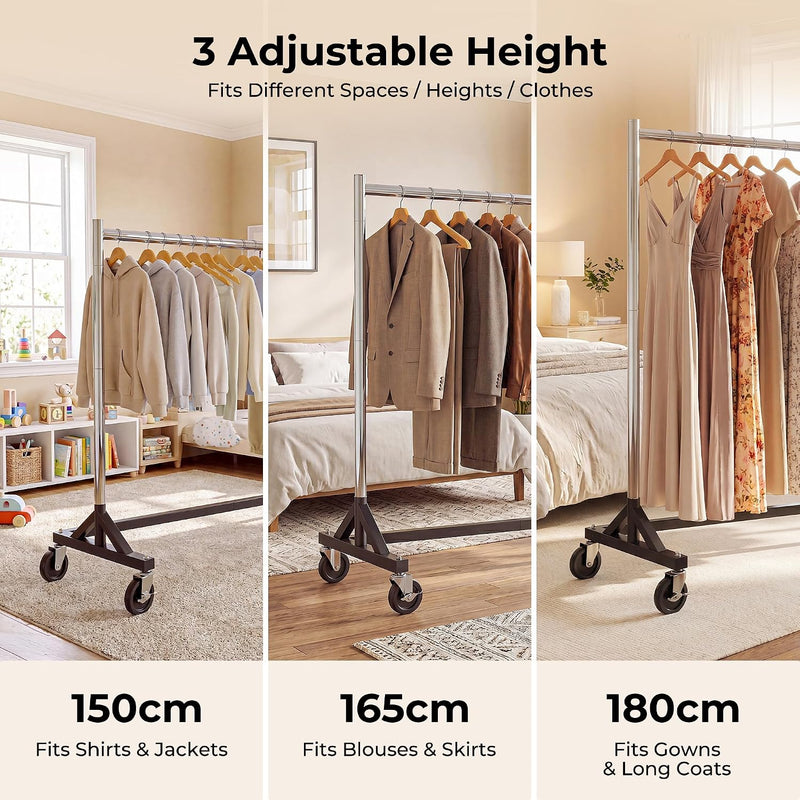Commercial Heavy Duty Clothing Rack Z Base Rolling
