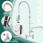 Commercial Kitchen Pre-Rinse Spray Tap Double Pedestal Faucet
