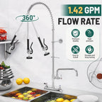 Commercial Kitchen Pre-Rinse Spray Tap Double Pedestal Faucet