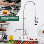 Commercial Kitchen Pre-Rinse Spray Tap Double Pedestal Faucet
