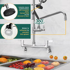 Commercial Kitchen Pre-Rinse Spray Tap Double Pedestal Faucet