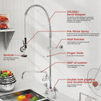 Commercial Kitchen Pre-Rinse Spray Tap Double Pedestal Faucet