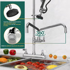 Commercial Kitchen Pre-Rinse Spray Tap Double Pedestal Faucet