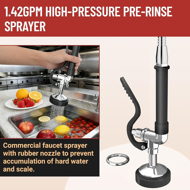 Commercial Kitchen Pre-Rinse Spray Tap Double Pedestal Faucet