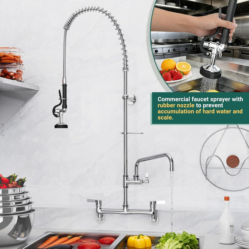 Commercial Kitchen Pre-Rinse Spray Tap Double Pedestal Faucet