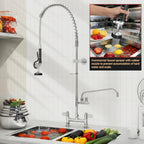 Commercial Kitchen Pre-Rinse Spray Tap Double Pedestal Faucet