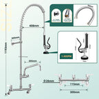 Commercial Kitchen Pre-Rinse Spray Tap Double Pedestal Faucet