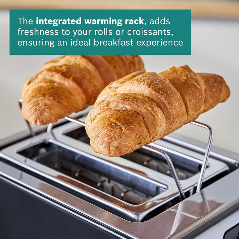 Compact 2 Slot Stainless Steel Toaster