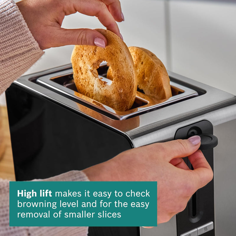 Compact 2 Slot Stainless Steel Toaster