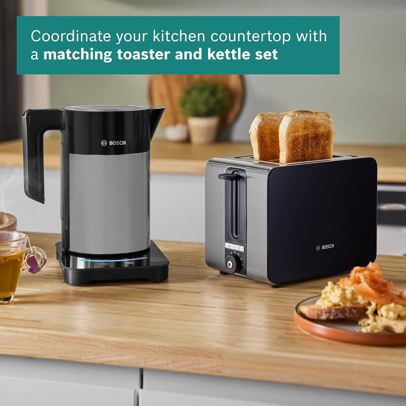 Compact 2 Slot Stainless Steel Toaster