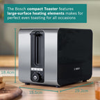 Compact 2 Slot Stainless Steel Toaster