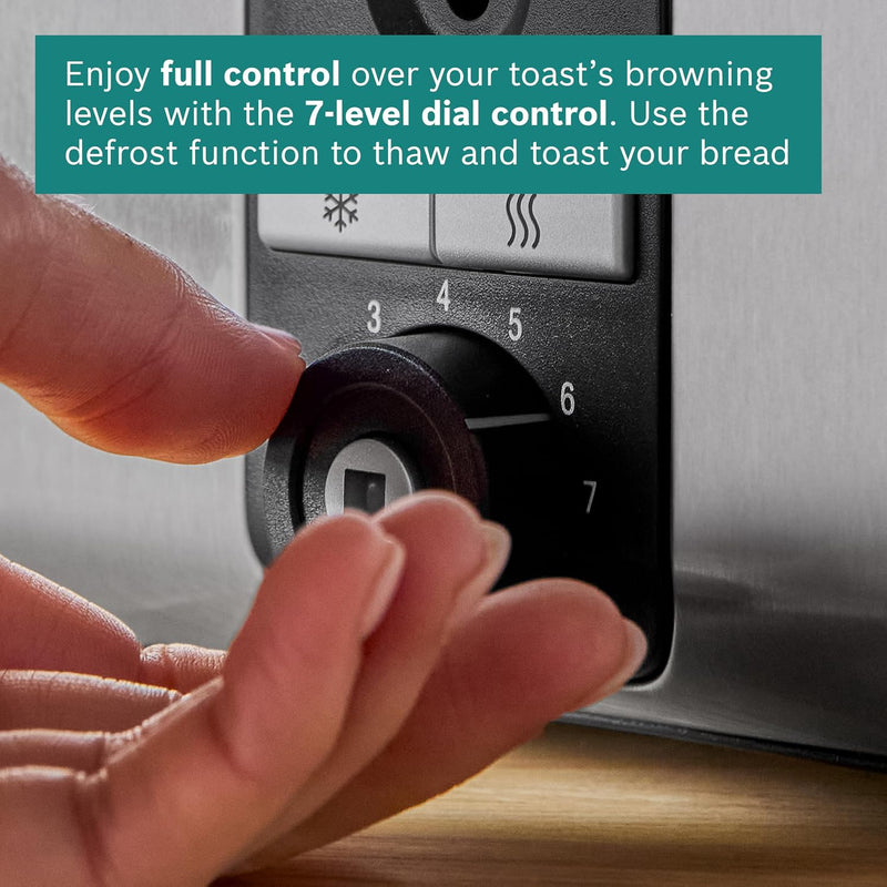 Compact 2 Slot Stainless Steel Toaster