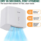 Compact Air Wiper Hand Dryer 15s High Speed