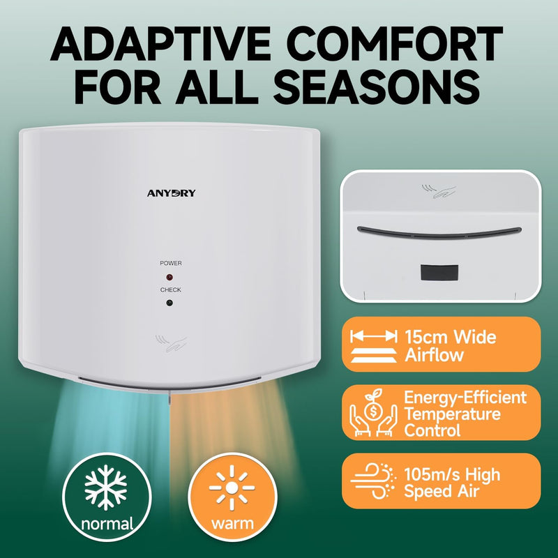Compact Air Wiper Hand Dryer 15s High Speed