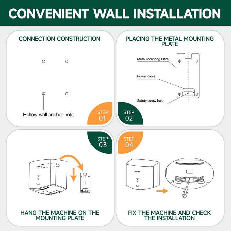 Compact Air Wiper Hand Dryer 15s High Speed