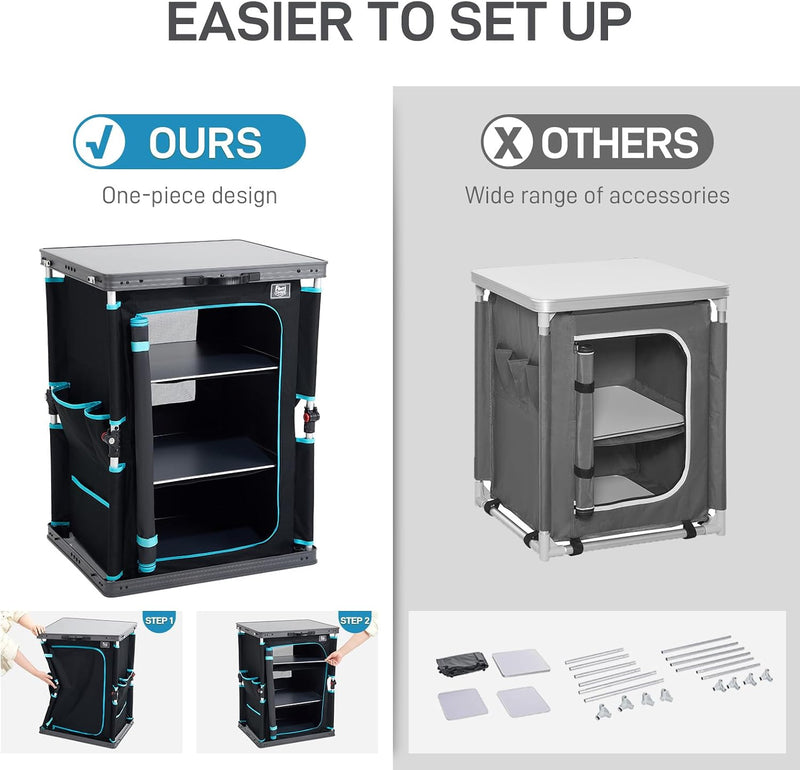 Compact Camping Storage Pop Up Folding Kitchen Unit