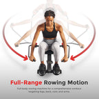 Compact Hydraulic Rower with 12-Level Resistance